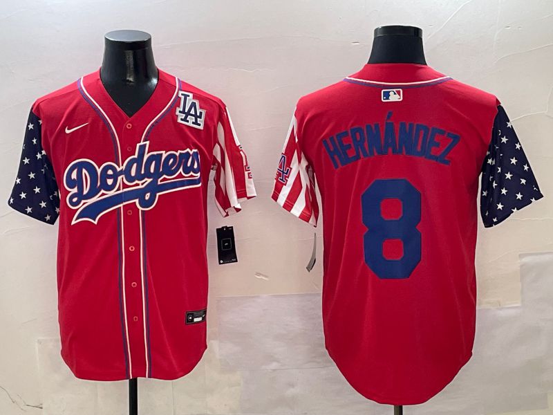 Men Los Angeles Dodgers #8 Hernandez Red a generation of national flags Joint name 2025 Nike MLB Jersey style 10